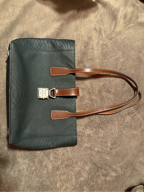 Dooney & Bourke Handbags - Dooney & Bourke Black Tote with Brown Leather Straps